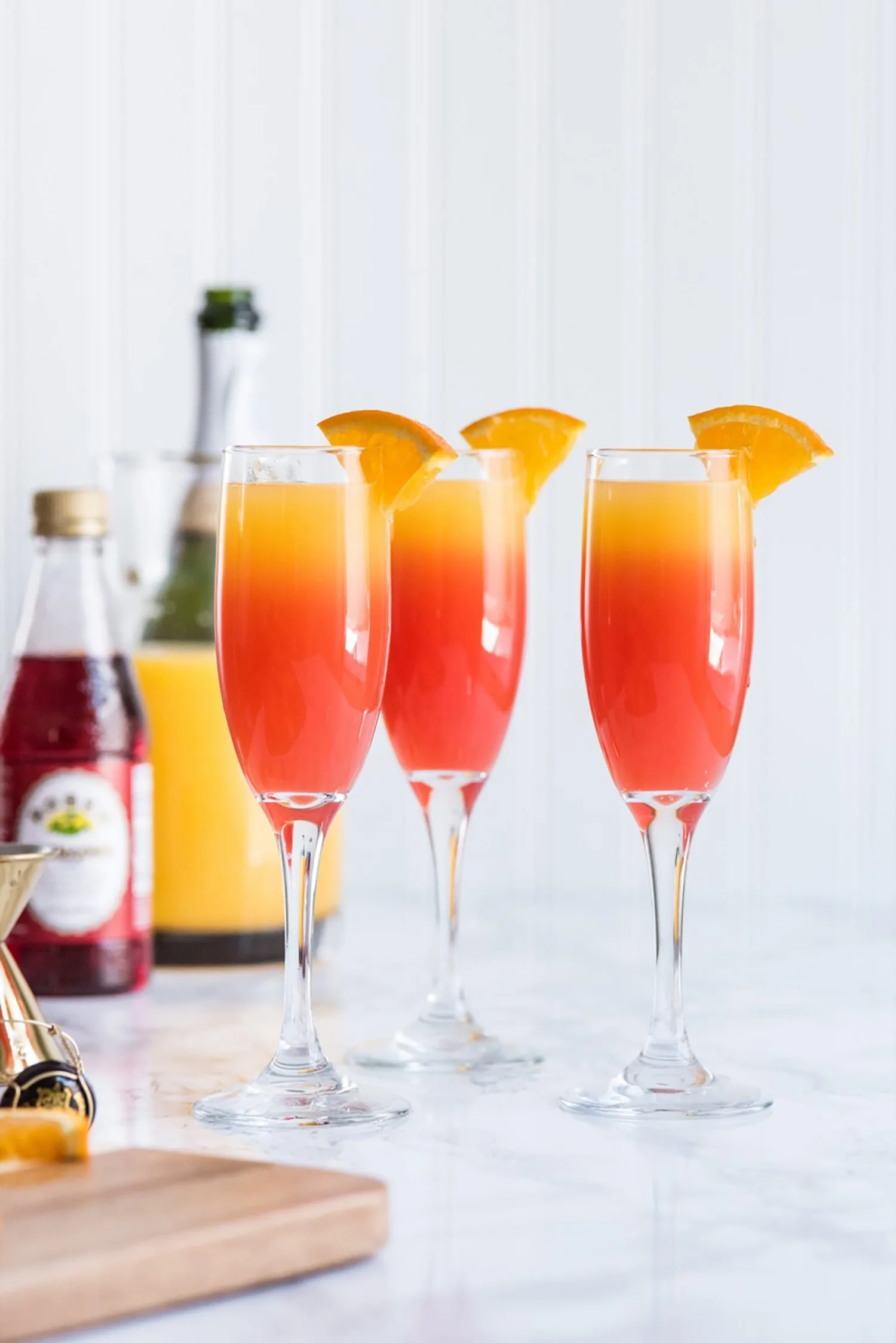 Tequila Sunrise Mimosa Recipe | Cocktail recipes, entertaining tips, party ideas, party recipes and more from @cydconverse
