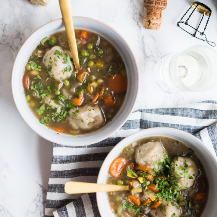 Homemade Veggie Soup with Vegan Dumplings | Entertaining tips, home renovation ideas, vegetarian recipes, party ideas and more from @cydconverse