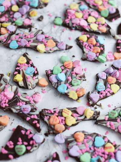 Valentine’s Day Conversation Heart Chocolate Bark thumbnail