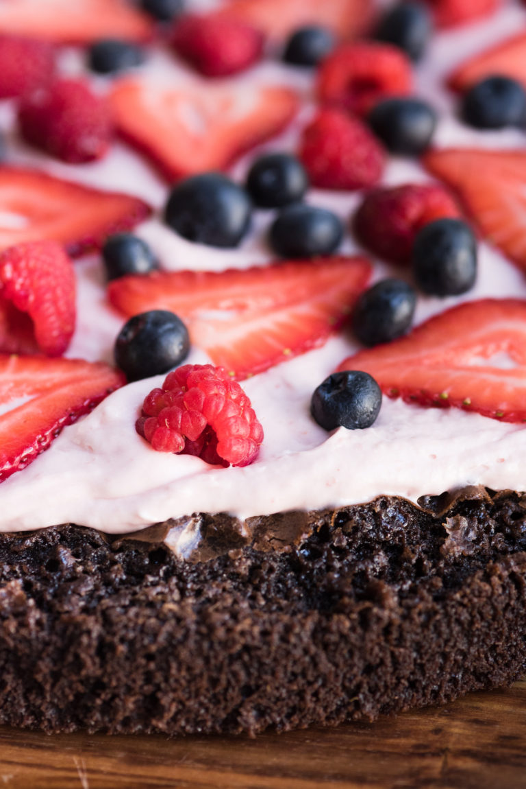 Berry Brownie Pizza with Strawberry Buttercream Frosting The Sweetest