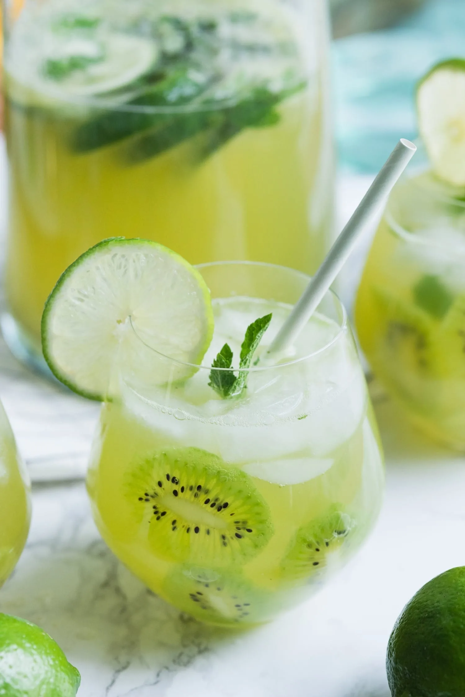 Kiwi Lime Mint Sangria Recipe | Click through for cocktail recipes, entertaining tips, party ideas, party recipes and more from @cydconverse