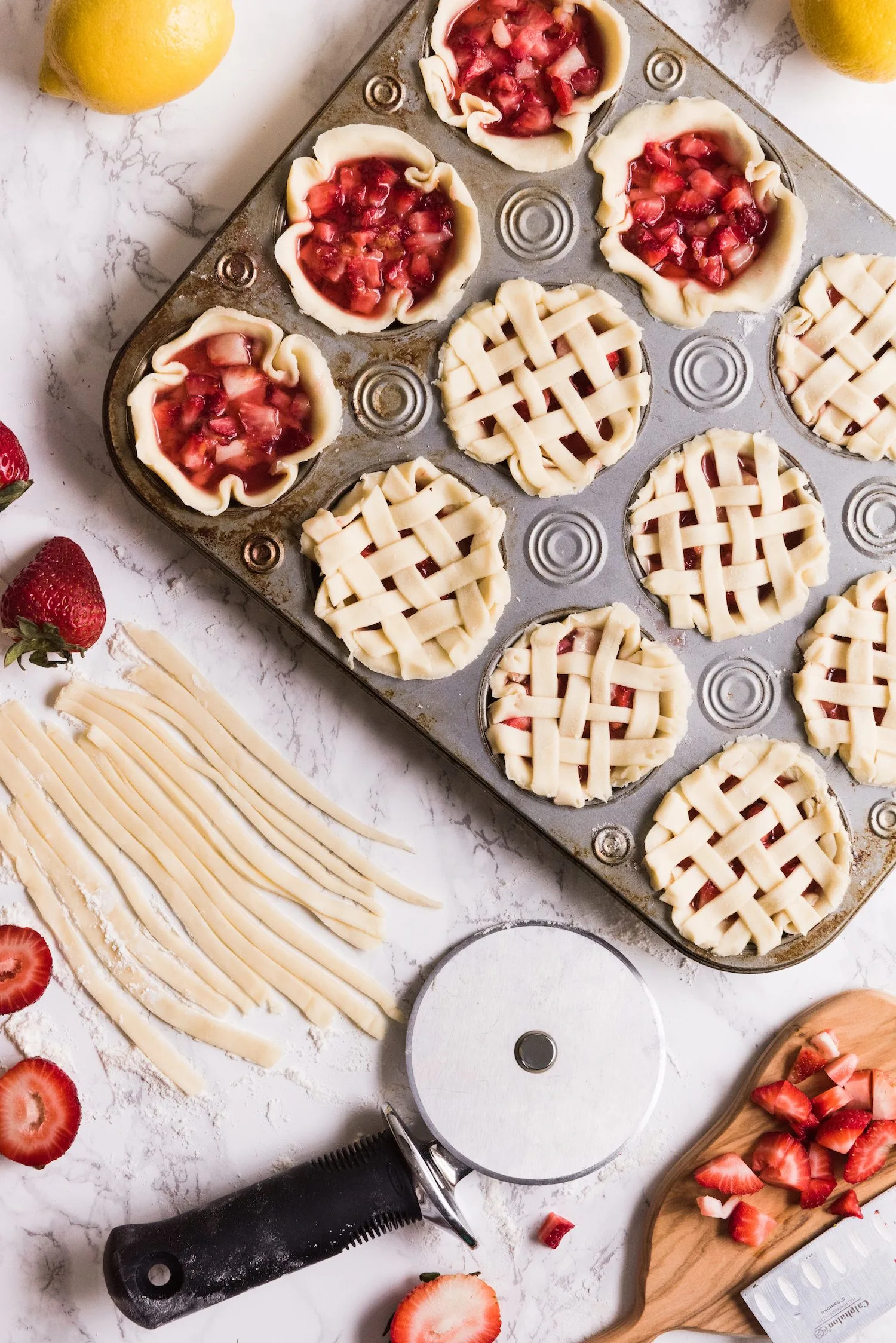 Mini Strawberry Pies in a Muffin Tin | Click through for entertaining tips, recipes, party ideas, cocktail recipes and more from @cydconverse