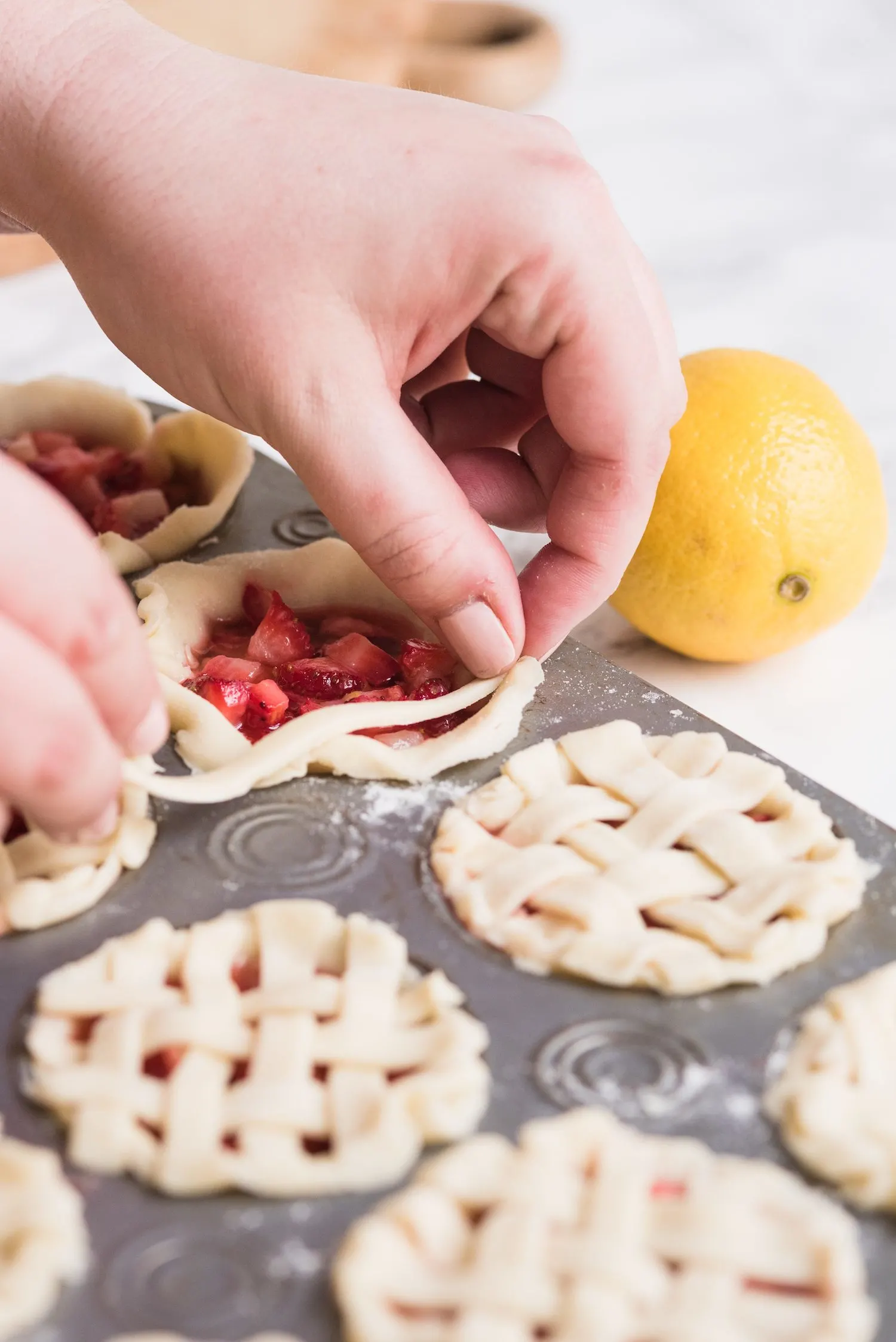 Mini Strawberry Pies in a Muffin Tin | Click through for entertaining tips, recipes, party ideas, cocktail recipes and more from @cydconverse