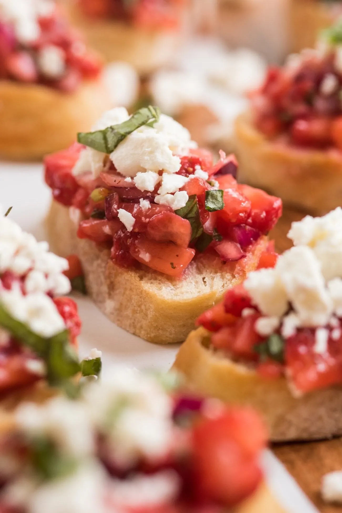 Strawberry Feta Bruschetta | 4th of July party ideas, 4th of July desserts and more from @cydconverse