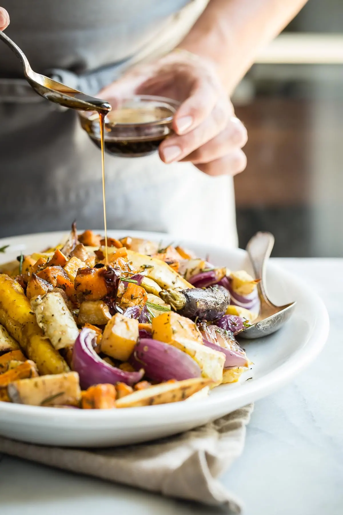 Maple Roasted Root Vegetables | Thanksgiving recipes via entertaining blog @cydconverse