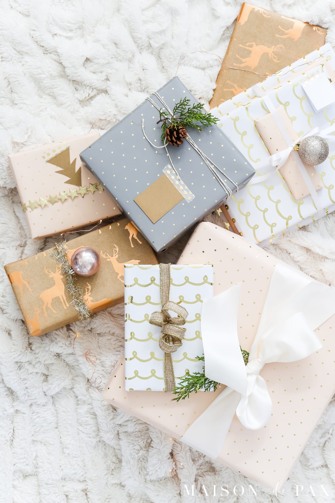 10 Cozy Christmas Gift Wrapping Ideas | Visit for Christmas party ideas, Christmas cocktails, Christmas recipes and more from entertaining blog @cydconverse