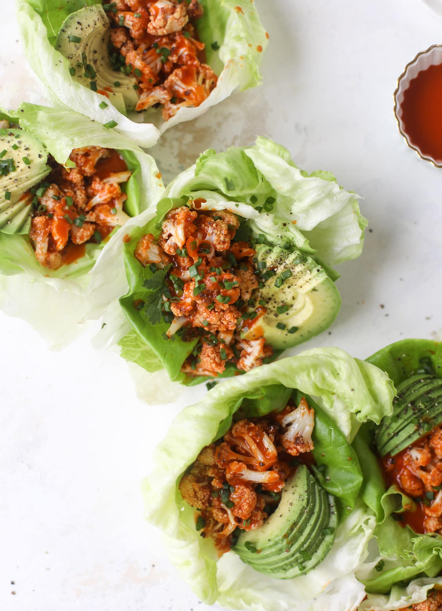 Buffalo Cauliflower Tacos | Vegetarian tacos, veggie tacos and party recipes from entertaining blog @cydconverse