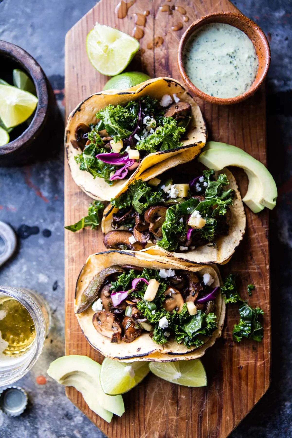 Poblano Mushroom Tacos | Vegetarian tacos, veggie tacos and party recipes from entertaining blog @cydconverse