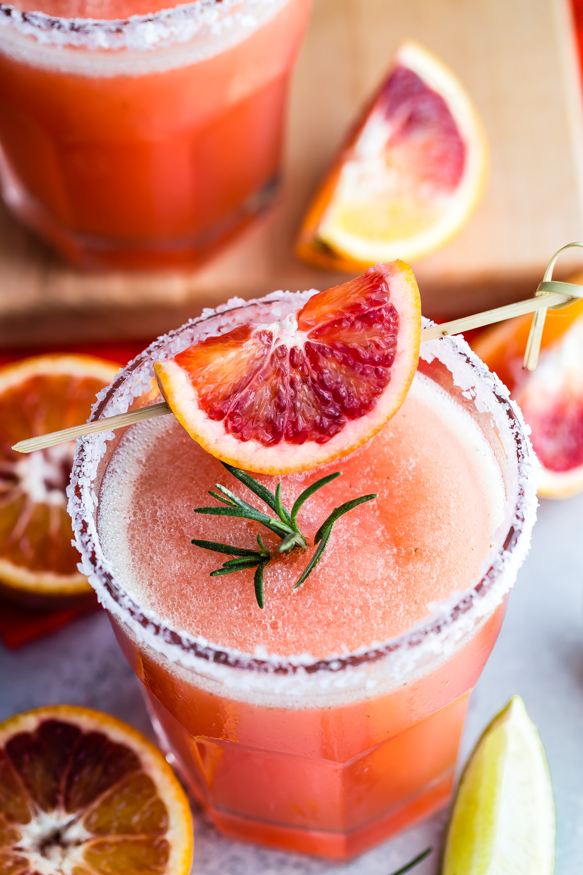 Frozen Blood Orange Margaritas | Winter Citrus Cocktail Recipes from Entertaining Blog @cydconverse