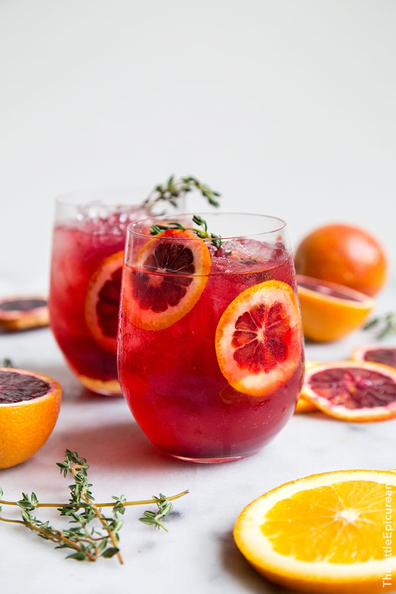 Blood Orange Elderflower Gin Cocktail | Winter Citrus Cocktail Recipes from Entertaining Blog @cydconverse