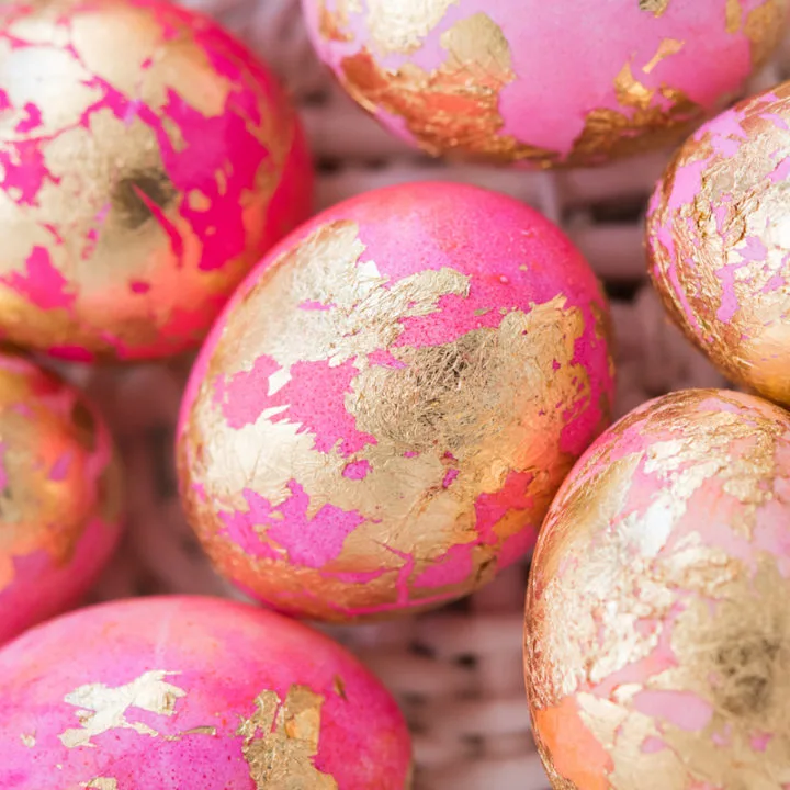 DIY Shaving Cream Easter Eggs with Gold Leaf from entertaining blog @cydconverse