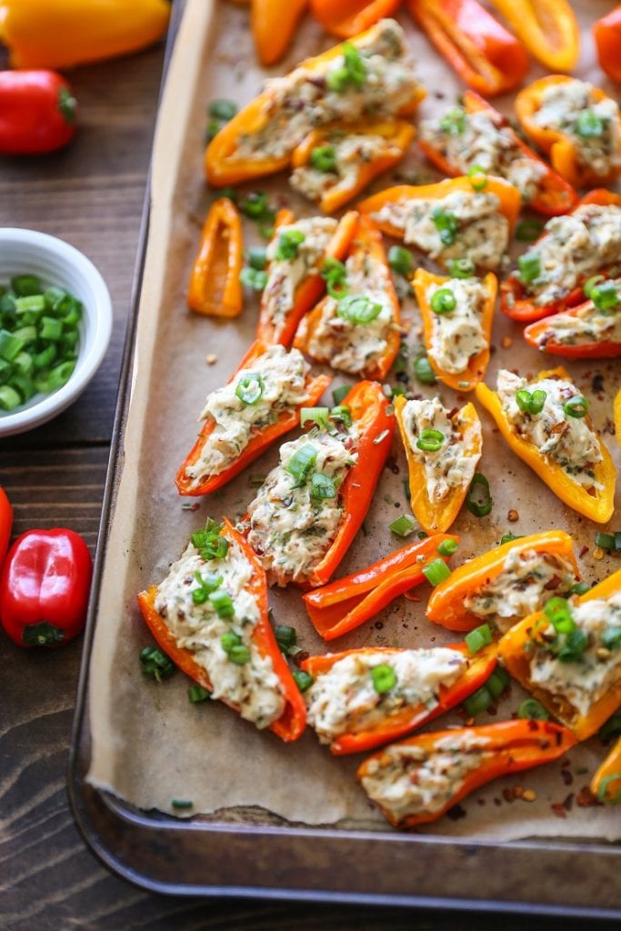 Easy Appetizers: Caramelized Onion and Cream Cheese Stuffed Peppers