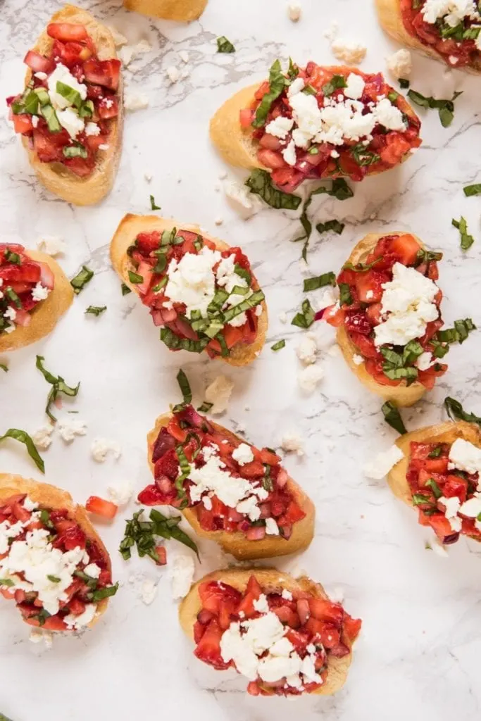 Party Appetizers: Strawberry Feta Bruschetta