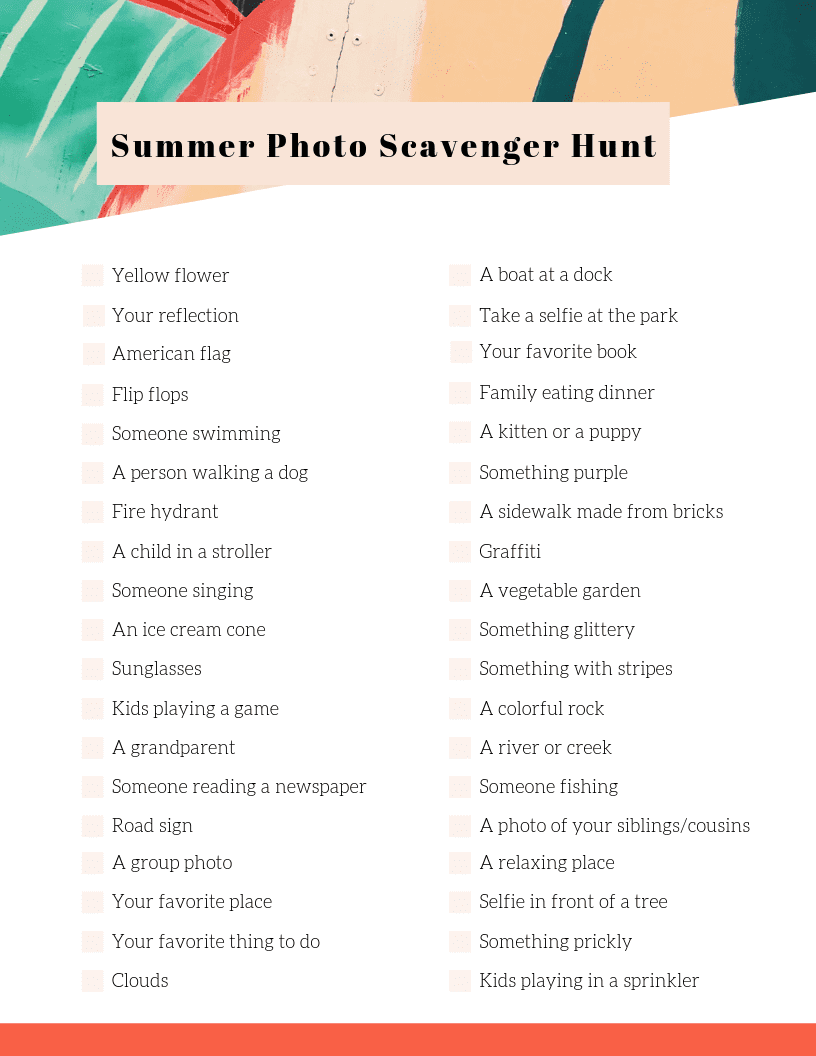 Summer Camp - Photo Scavenger Hunt