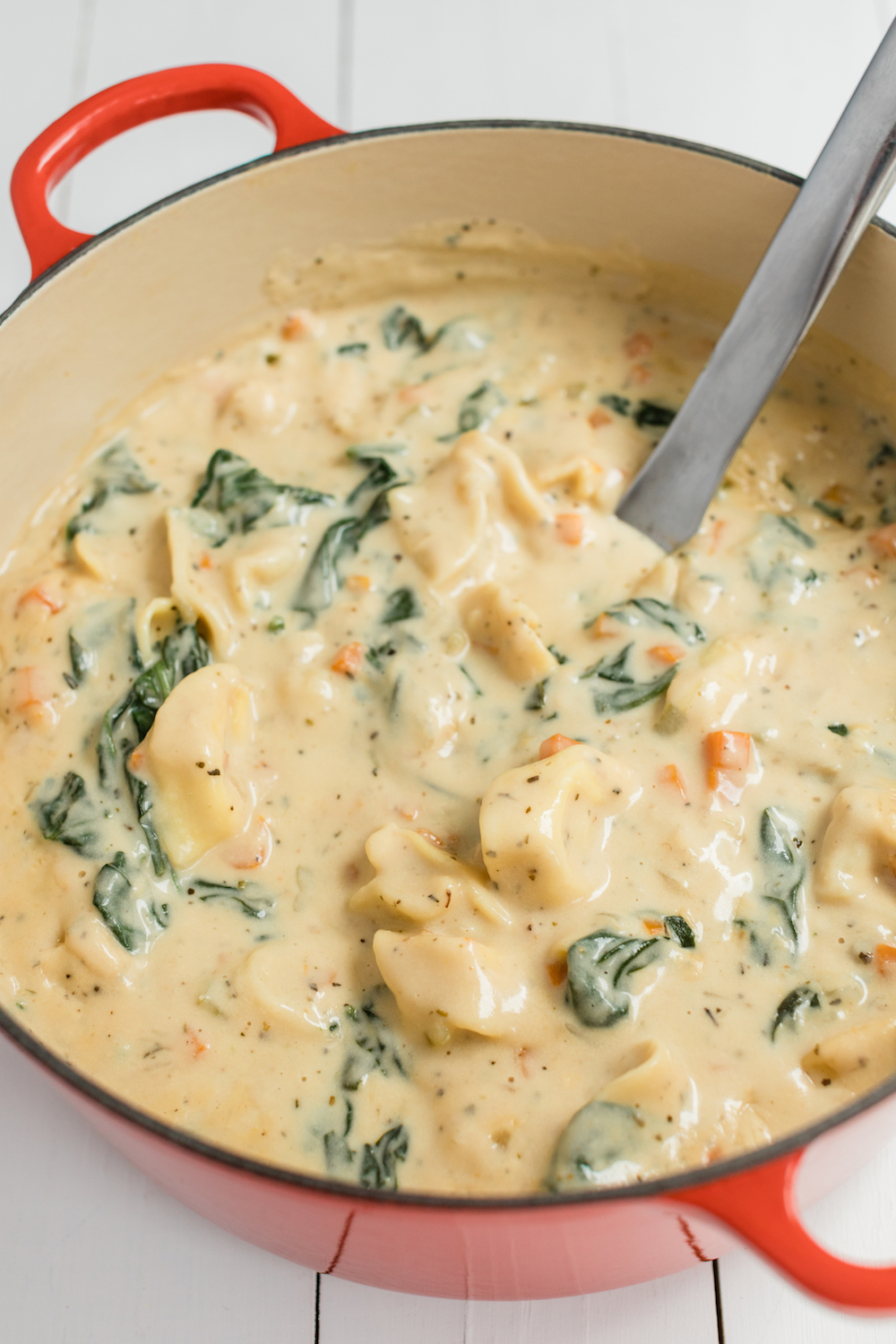 Creamy Tortellini Soup with Spinach