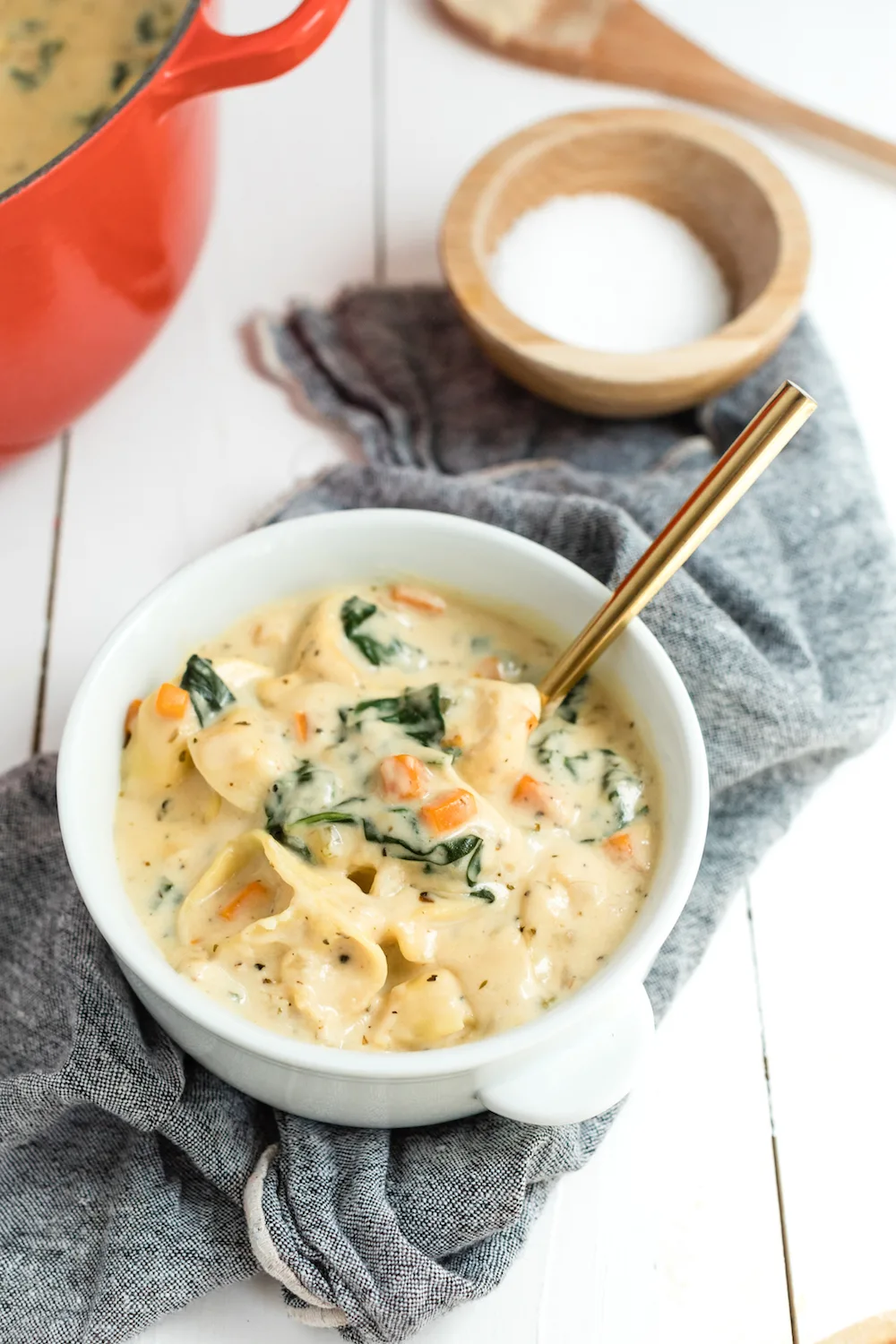 Creamy Tortellini Soup with Spinach