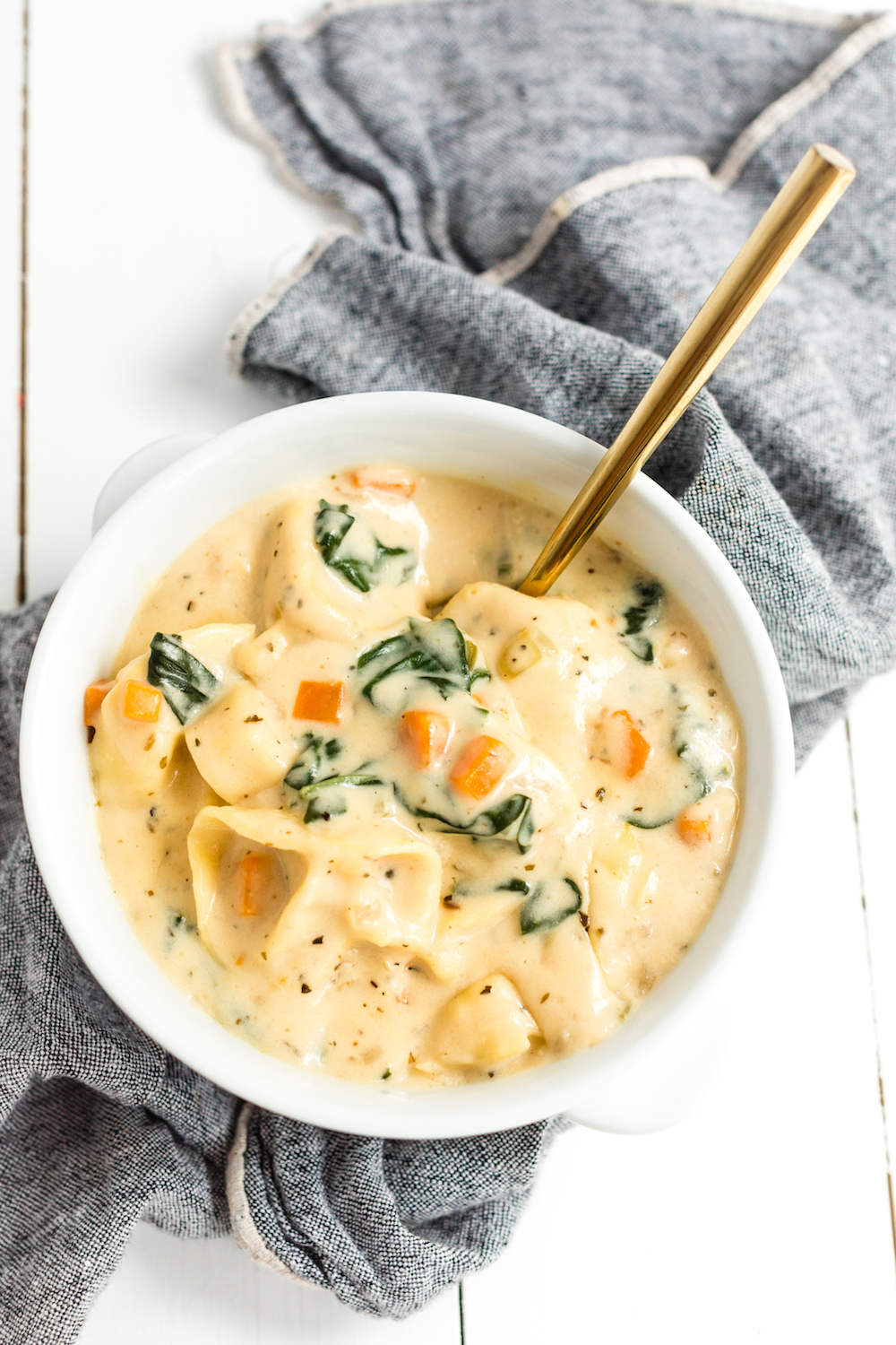 Creamy Tortellini Soup with Spinach