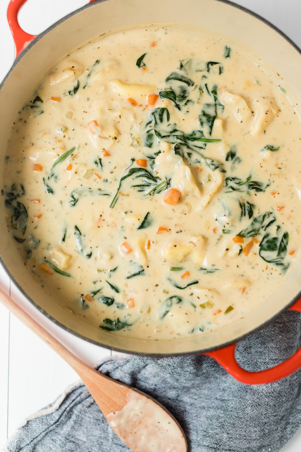 Creamy Tortellini Soup with Spinach